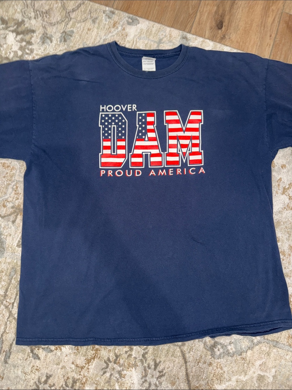 Vintage Hoover DAM Proud America Navy Graphic Tee